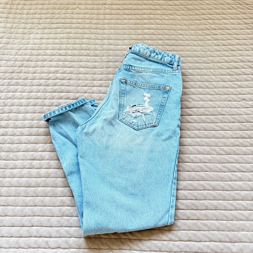Topshop Light Blue Straight Leg Jeans